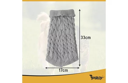 Obleček teplý sveter pre psa, mačku – veľkosť M – šedý PURLOV