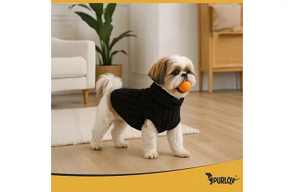 Obleček teplý sveter pre psa, mačku – veľkosť L – čierny