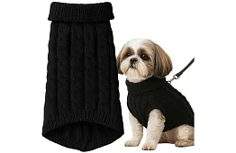 Obleček teplý sveter pre psa, mačku – veľkosť L – čierny