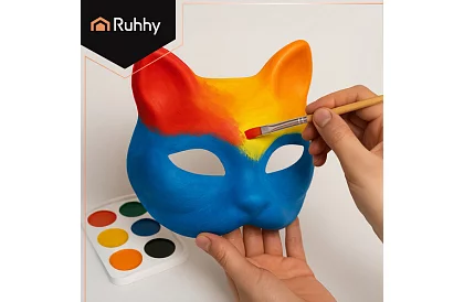 Kočičí masky na karneval 10 kusov – DIY sada na maľovanie