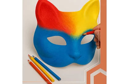 Kočičí masky na karneval 10 kusov – DIY sada na maľovanie