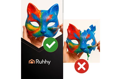 Kočičí masky na karneval 10 kusov – DIY sada na maľovanie