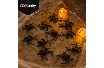 Plastoví pavúky – Halloweenska dekorácia, 10 kusov