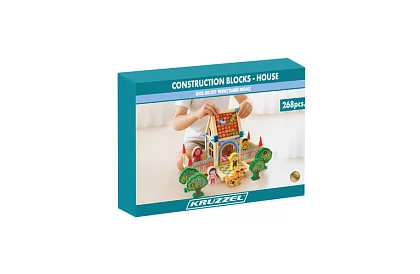 Drevené stavebné kocky – domček, 268 dielikov
