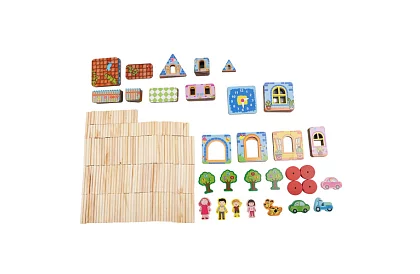 Drevené stavebné kocky – domček, 268 dielikov
