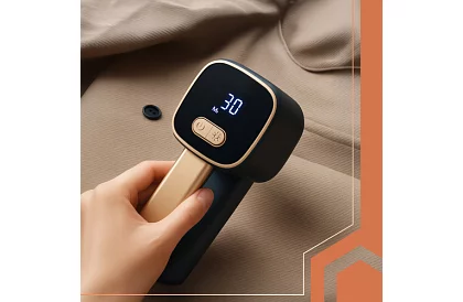 Akumulátorový odžmolkovač na textil s LCD displejom