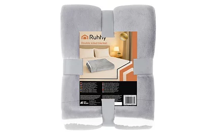 Obojstranná teplá deka 150 × 200 cm – svetlo šedá