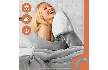 Obojstranná teplá deka 150 × 200 cm – svetlo šedá