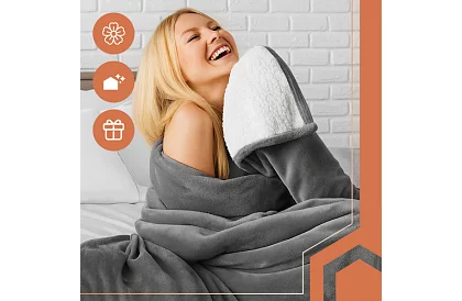 Obojstranná teplá deka 150 x 200 cm – tmavošedá