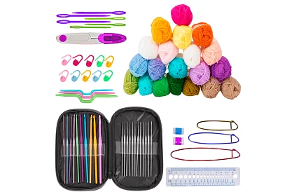 Háčkovacia sada v puzdre pre začiatočníkov aj pokročilých – 69 dielov