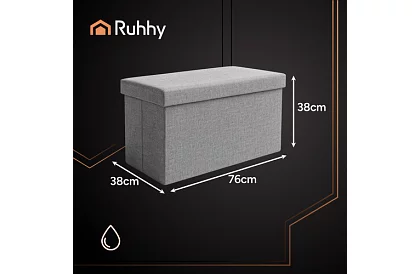 Skladací látkový úložný taburet 76 × 38 × 38 cm – šedý