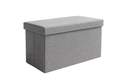 Skladací látkový úložný taburet 76 × 38 × 38 cm – šedý