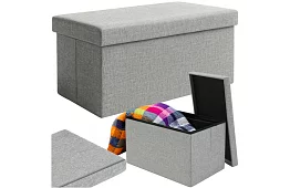 Skladací látkový úložný taburet 76 × 38 × 38 cm – šedý