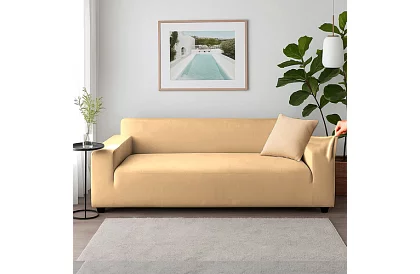 Napínací potah na sedačku 190–230 cm – Béžový zamat