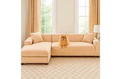 Napínací potah na sedačku 190–230 cm – Béžový zamat