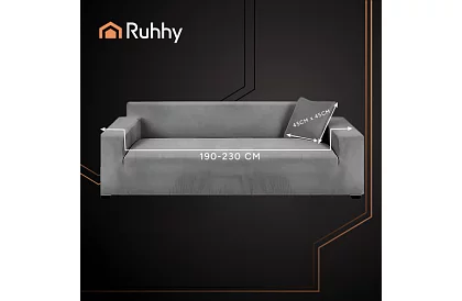 Napínací poťah na sedačku 190–230 cm – Tmavo šedý zamat