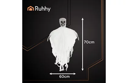 Závesný kostlivec 70 cm - závesná dekorácia biela