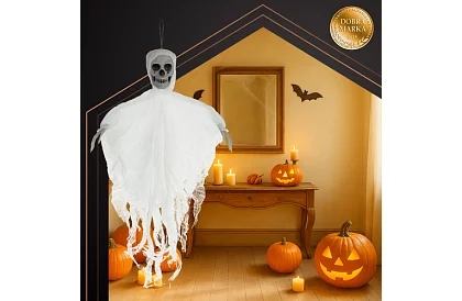 Závesný kostlivec 70 cm - závesná dekorácia biela