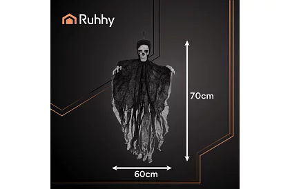 Závesný kostlivec 70 cm - závesná dekorácia čierna