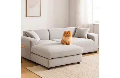 Napínací poťah na sedačku 190–230 cm – Svetlo šedý zamat