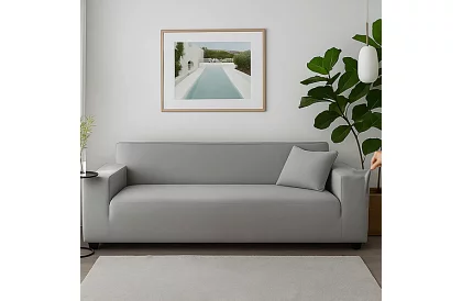 Napínací poťah na sedačku 190–230 cm – Svetlo šedý zamat