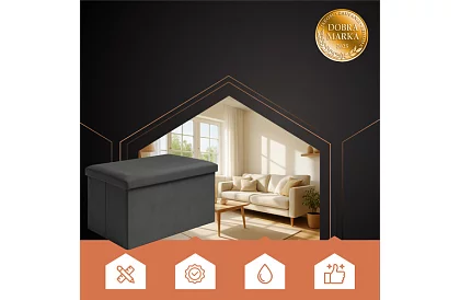 Skladací úložný taburet 60 × 30 × 30 cm – čierny zamat