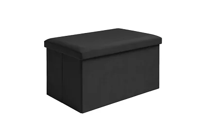 Skladací úložný taburet 60 × 30 × 30 cm – čierny zamat