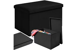 Skladací úložný taburet 60 × 30 × 30 cm – čierny zamat