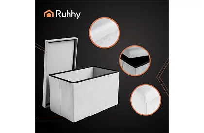 Skladací úložný taburet 60 × 30 × 30 cm – šedý zamat