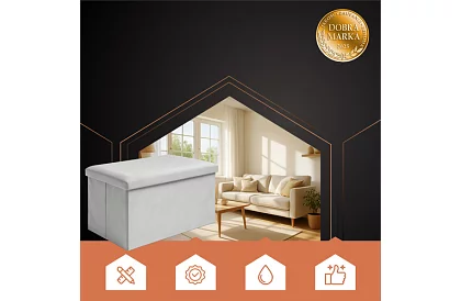 Skladací úložný taburet 60 × 30 × 30 cm – šedý zamat