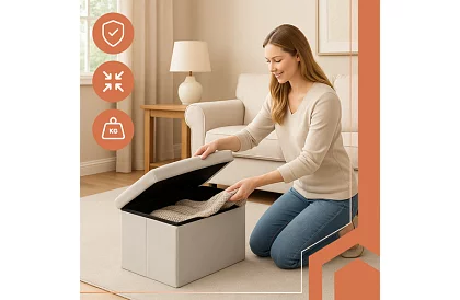 Skladací úložný taburet 60 × 30 × 30 cm – šedý zamat