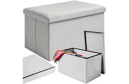 Skladací úložný taburet 60 × 30 × 30 cm – šedý zamat