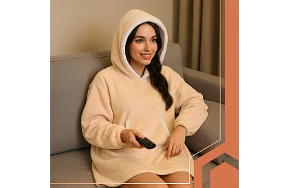 Veľká oversize mikina – béžová deka