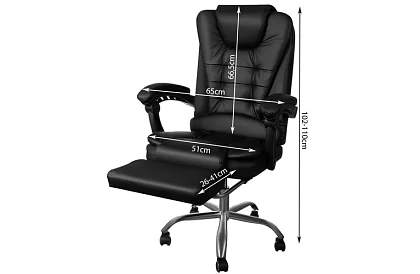 Kancelárske kreslo s výsuvnou opierkou nôh – čierne