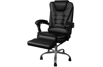 Kancelárske kreslo s výsuvnou opierkou nôh – čierne