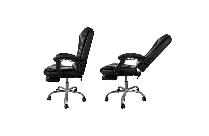 Kancelárske kreslo s výsuvnou opierkou nôh – čierne