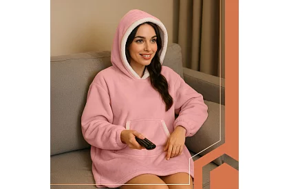 Veľká oversize mikina – ružová deka