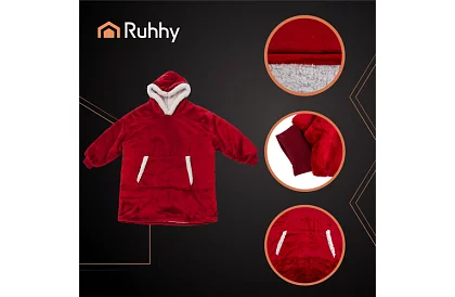 Veľká oversize mikina – červená deka