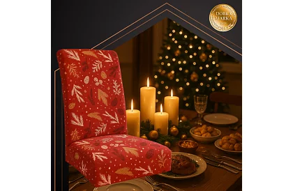 Univerzálne poťahy na stoličky so vzorom – sada 6 ks – červené