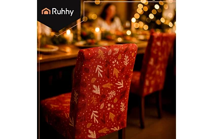 Univerzálne poťahy na stoličky so vzorom – sada 6 ks – červené