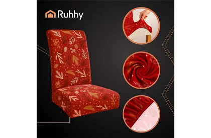 Univerzálne poťahy na stoličky so vzorom – sada 6 ks – červené