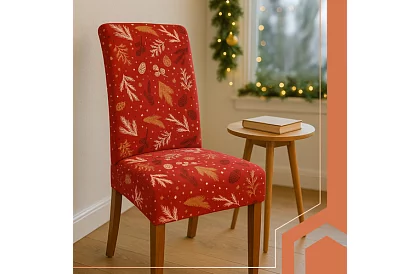 Univerzálne poťahy na stoličky so vzorom – sada 6 ks – červené