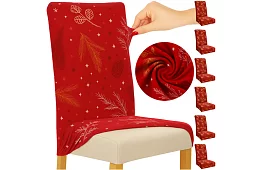Univerzálne poťahy na stoličky so vzorom – sada 6 ks – červené