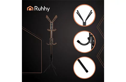 Stojanový vešiak na odevy 170 cm – čierny