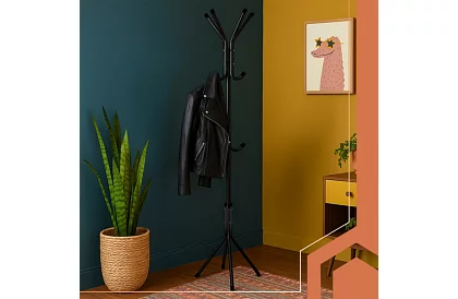 Stojanový vešiak na odevy 170 cm – čierny