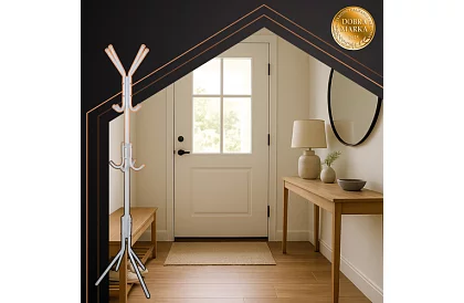 Stojanový vešiak na odevy 170 cm – biely