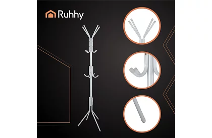 Stojanový vešiak na odevy 170 cm – biely