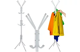 Stojanový vešiak na odevy 170 cm – biely