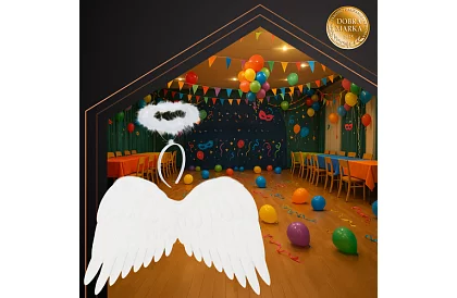 Biele anjelské krídla 2 kusy – 50 x 35 cm + svätozár