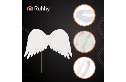 Biele anjelské krídla 2 kusy – 50 x 35 cm + svätozár